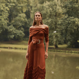 VESTIDO FLECOS CALABAZA