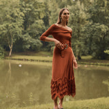 VESTIDO FLECOS CALABAZA