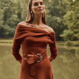 VESTIDO FLECOS CALABAZA