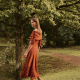 VESTIDO FLECOS CALABAZA