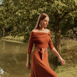 VESTIDO FLECOS CALABAZA