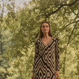 VESTIDO CHEVRON V-NECK BLACK