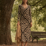 VESTIDO CHEVRON V-NECK BLACK