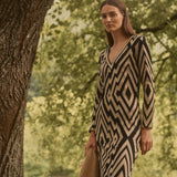 VESTIDO CHEVRON V-NECK BLACK