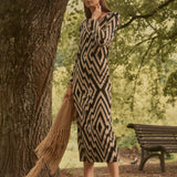 VESTIDO CHEVRON V-NECK BLACK