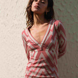 VESTIDO CHEVRON NUDE