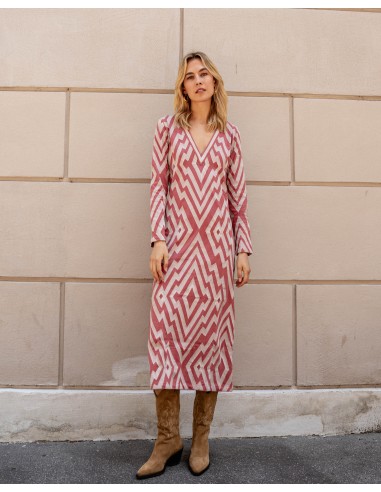 VESTIDO CHEVRON NUDE