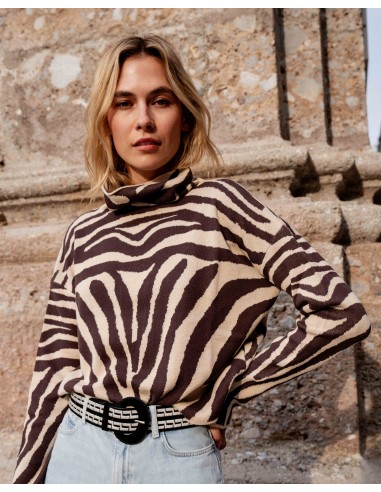 BROWN ZEBRA SWEATER