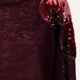 JERSEY FLOR LENTEJUELA BURGUNDY