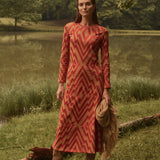 VESTIDO CHEVRON MIEL