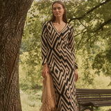 VESTIDO CHEVRON V-NECK BLACK