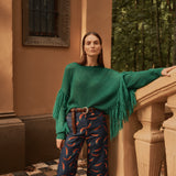 GREEN FRINGED JUMPER