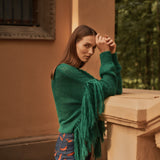GREEN FRINGED JUMPER
