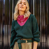 PINK ZIP NECK SWEATER