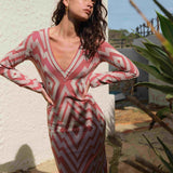 VESTIDO CHEVRON NUDE
