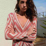 VESTIDO CHEVRON NUDE