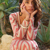 VESTIDO CHEVRON NUDE