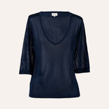 V-NECK TOP INK BLUE