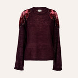 JERSEY FLOR LENTEJUELA BURGUNDY