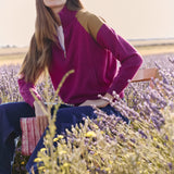 ZIP-NECK SWEATER FUCHSIA