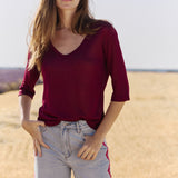TOP CUELLO PICO BURDEOS