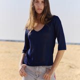 V-NECK TOP INK BLUE