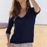 V-NECK TOP INK BLUE