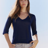 V-NECK TOP INK BLUE