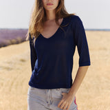 V-NECK TOP INK BLUE