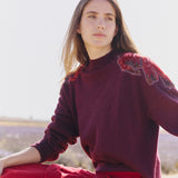 JERSEY FLOR LENTEJUELA BURGUNDY
