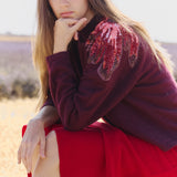 JERSEY FLOR LENTEJUELA BURGUNDY