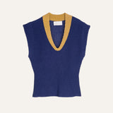 KNITTED VEST INK BLUE